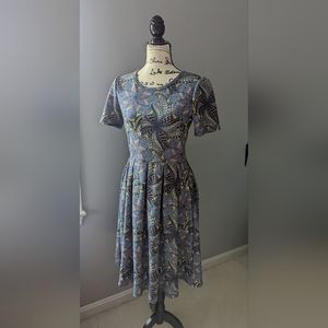 Lularoe Amelia, medium. Blue yellow paisley